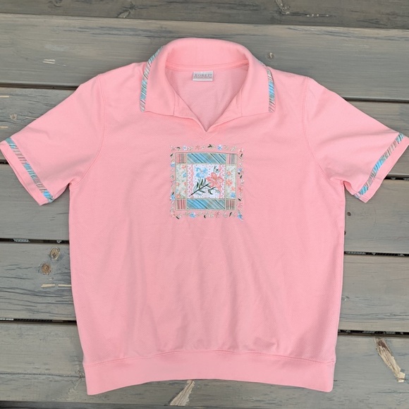 Adorable Pink Embroidered Vintage Golf Shirt - Picture 2 of 11